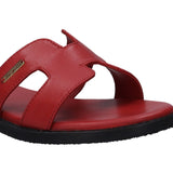 Inci Red Leather Flat Sandals