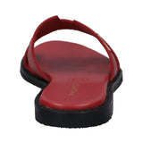 Inci Red Leather Flat Sandals