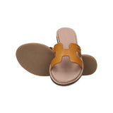 Inci Yellow Leather Flat Sandals
