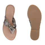 Inci Brown & Animal Print Leather Flat Sandals