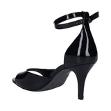 Silvana Black Leather Ankle Strap Heels
