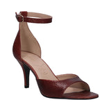 Silvana Bordo Leather Ankle Strap Heels