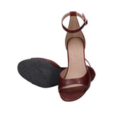 Silvana Bordo Leather Ankle Strap Heels