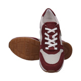 Venice Dark Red & White Suede Leather Sneakers