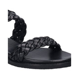 Sara Black Leather Flat Sandals