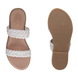 Sara White Leather Flat Sandals
