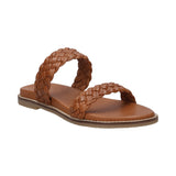 Sara Cognac Leather Flat Sandals