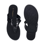 Jasmin Black Flat Sandals