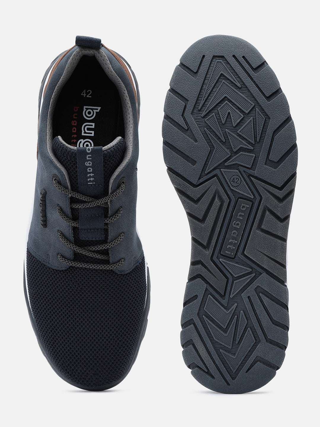 A blue Men's bugatti Sneakers featuring a round plain toe, zero heels heel. Made from textile with a durable eva outsole, this laces design offers both style and comfort.