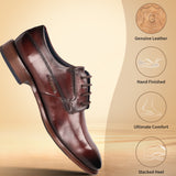 A grey Men's bugatti Derby featuring a round plain toe, stacked heel. Made from premium genuine leather with a durable leather outsole, this laces design offers both style and comfort.