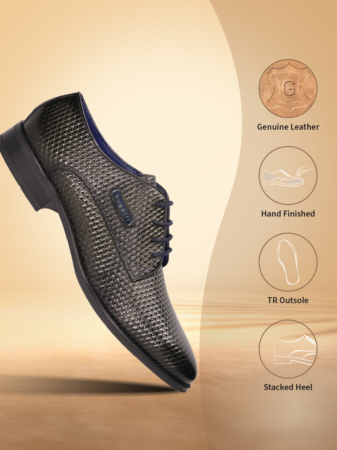 A green Men's bugatti Derby featuring a pointed plain toe, moulded  heel. Made from premium genuine leather with a durable tr outsole, this laces design offers both style and comfort.