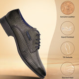 A green Men's bugatti Derby featuring a pointed plain toe, moulded  heel. Made from premium genuine leather with a durable tr outsole, this laces design offers both style and comfort.