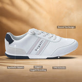 A white Men's bugatti Sneakers featuring a round plain toe, zero heels heel. Made from synthetic with a durable tpr outsole, this laces design offers both style and comfort.