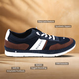 A blue Men's bugatti Sneakers featuring a round plain toe, zero heels heel. Made from synthetic with a durable tpr outsole, this laces design offers both style and comfort.
