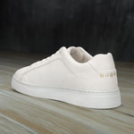 A white Men's bugatti Sneakers featuring a round toe plain toe, zero heels heel. Made from premium genuine leather with a durable tr outsole, this laces design offers both style and comfort.