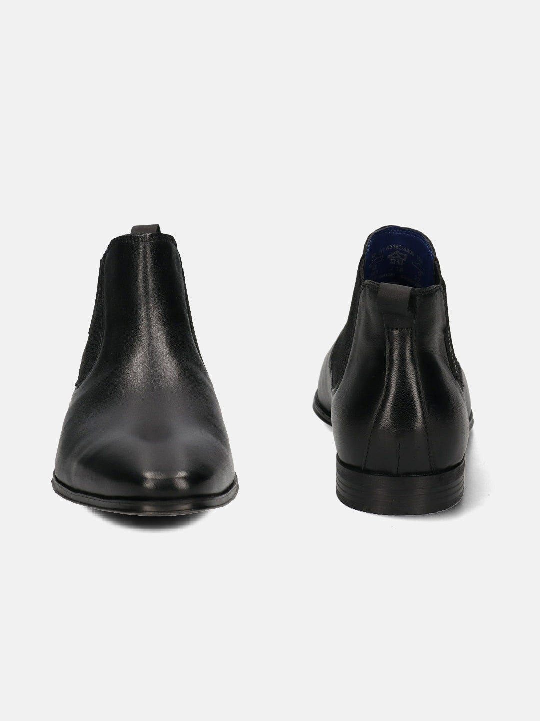 A black Men's bugatti  Chelsea Boots featuring a round toe plain toe, stacked heel. Made from premium genuine leather with a durable tpr outsole, this elastic design offers both style and comfort.