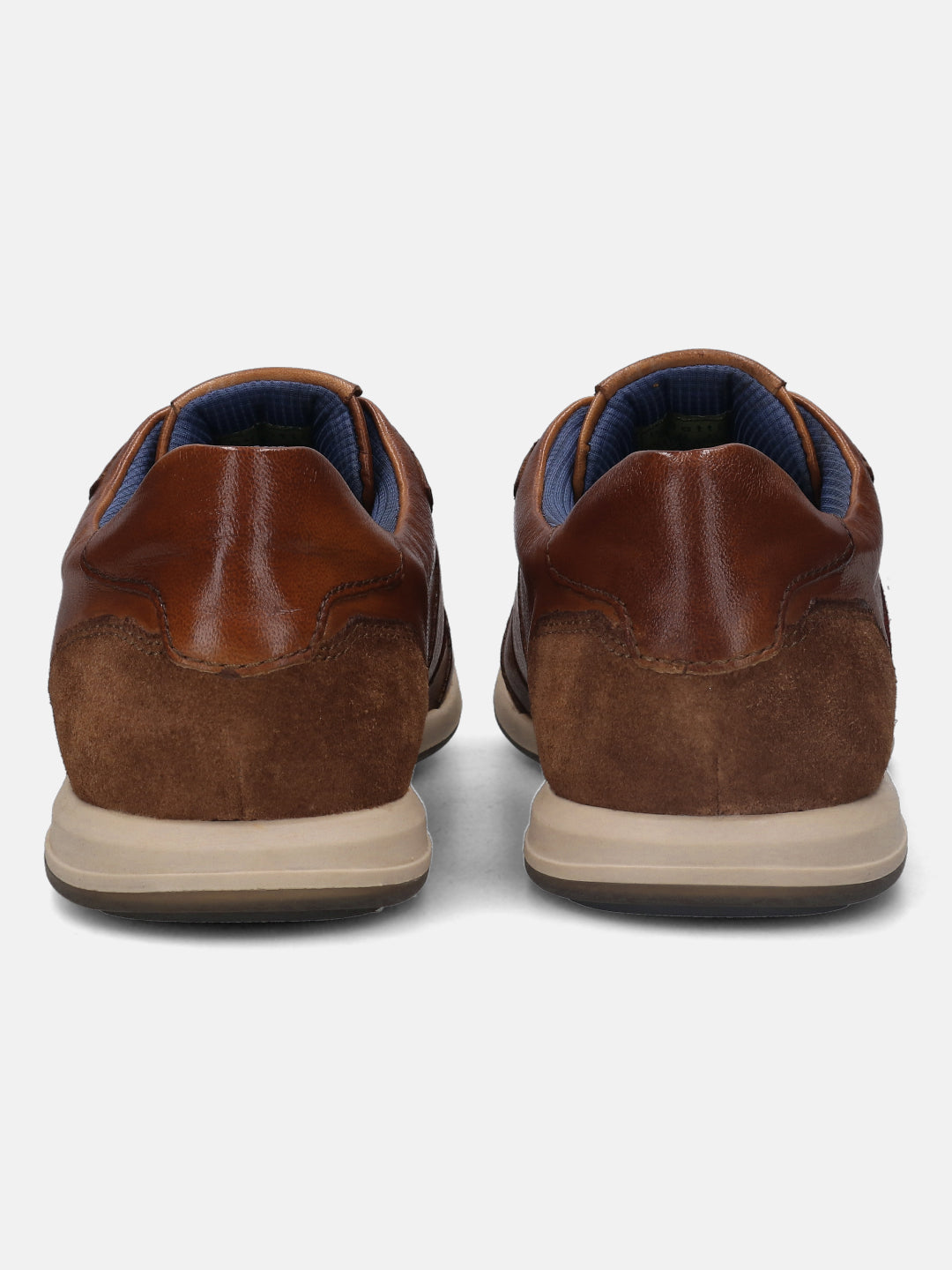 A cognac Men's bugatti Sneakers featuring a round plain toe, zero heels heel. Made from premium genuine leather with a durable tr outsole, this slip-on design offers both style and comfort.