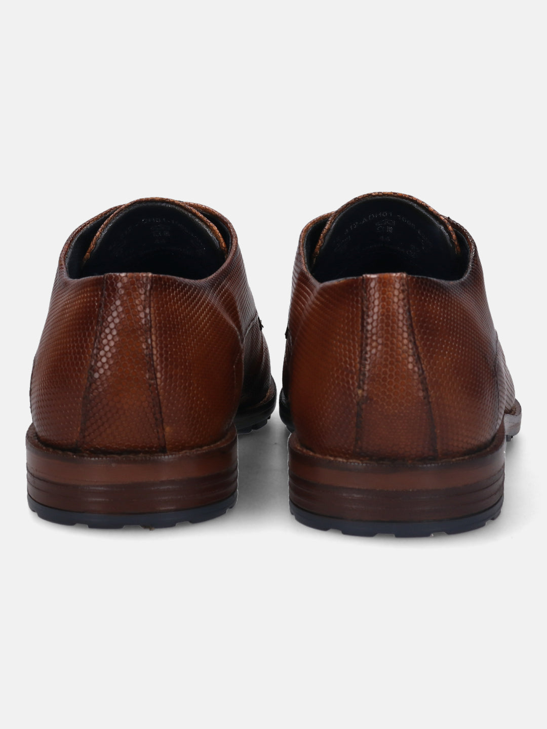 A cognac Men's bugatti Derby featuring a pointed plain toe, stacked heel. Made from premium genuine leather with a durable tr outsole, this laces design offers both style and comfort.