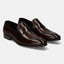 A brown Men's bugatti  Penny Loafer featuring a pointed toe plain toe, stacked heel. Made from premium genuine leather with a durable tpr outsole, this slip-on design offers both style and comfort.