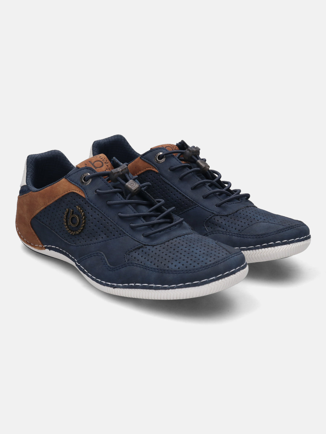 A blue Men's bugatti Sneakers featuring a round plain toe, zero heels heel. Made from synthetic with a durable tpr outsole, this laces design offers both style and comfort.