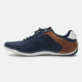 A blue Men's bugatti Sneakers featuring a round plain toe, zero heels heel. Made from synthetic with a durable tpr outsole, this laces design offers both style and comfort.