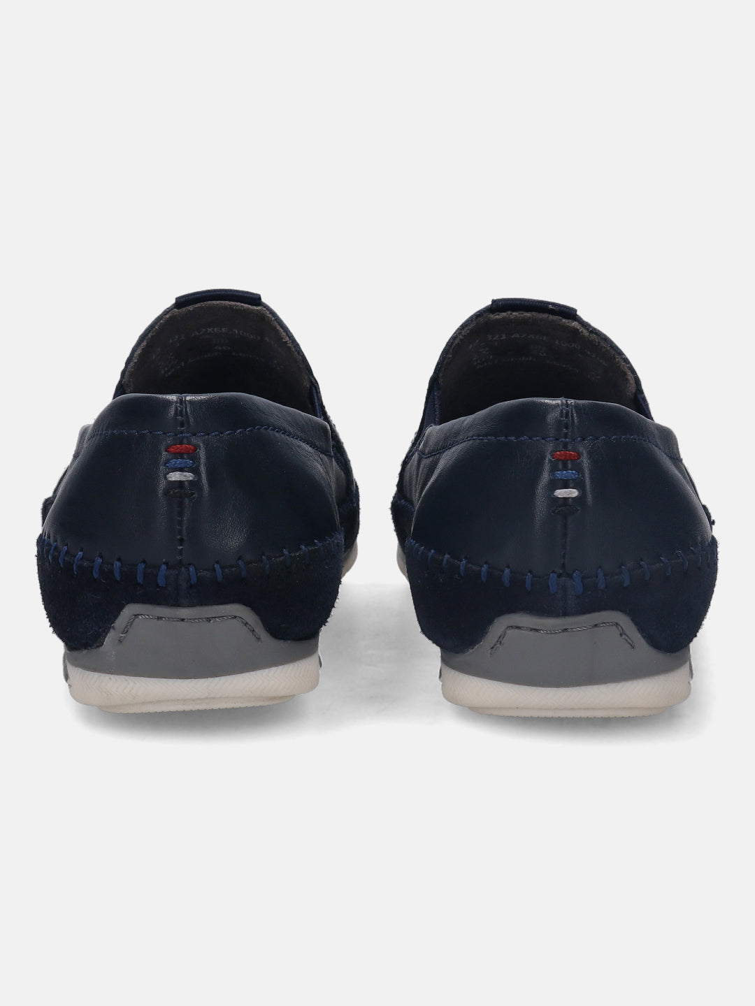 A blue Men's bugatti Casual Loafers featuring a round plain toe, zero heels heel. Made from premium genuine leather with a durable tr outsole, this slip-on design offers both style and comfort.