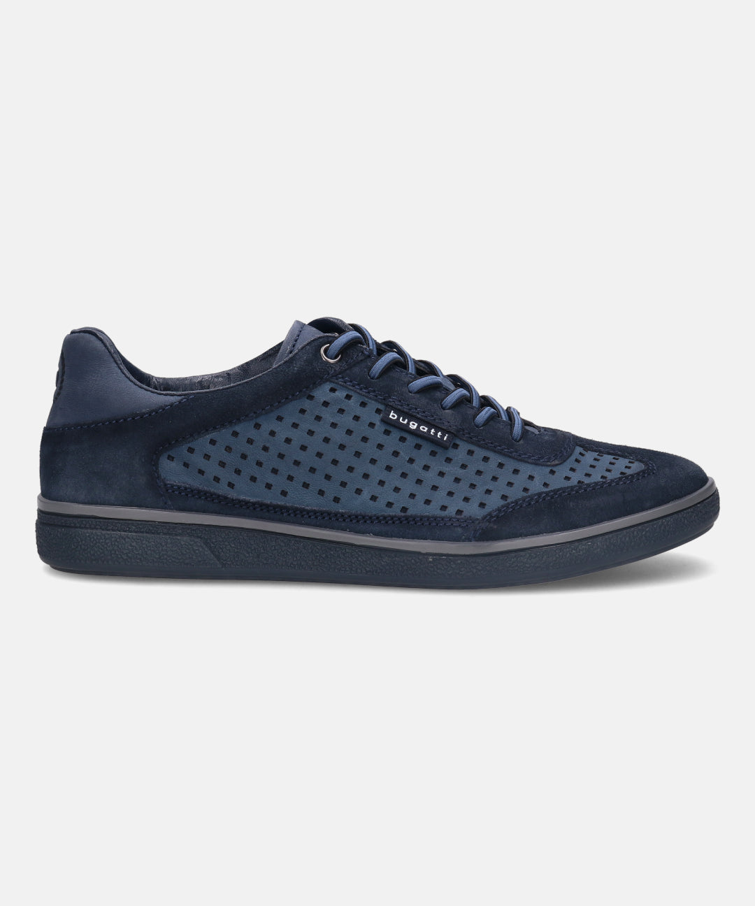 A blue Men's bugatti  Sneakers featuring a round toe plain toe, zero heels heel, and a wide fit. Made from suede leather with a durable tpr outsole, this laces design offers both style and comfort.