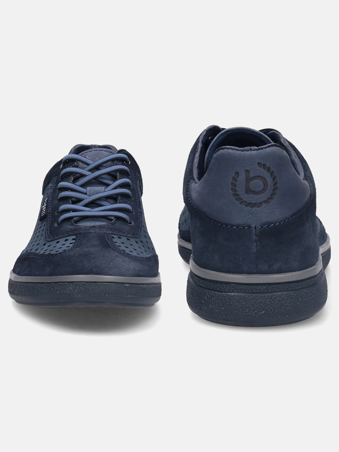 A blue Men's bugatti  Sneakers featuring a round toe plain toe, zero heels heel, and a wide fit. Made from suede leather with a durable tpr outsole, this laces design offers both style and comfort.