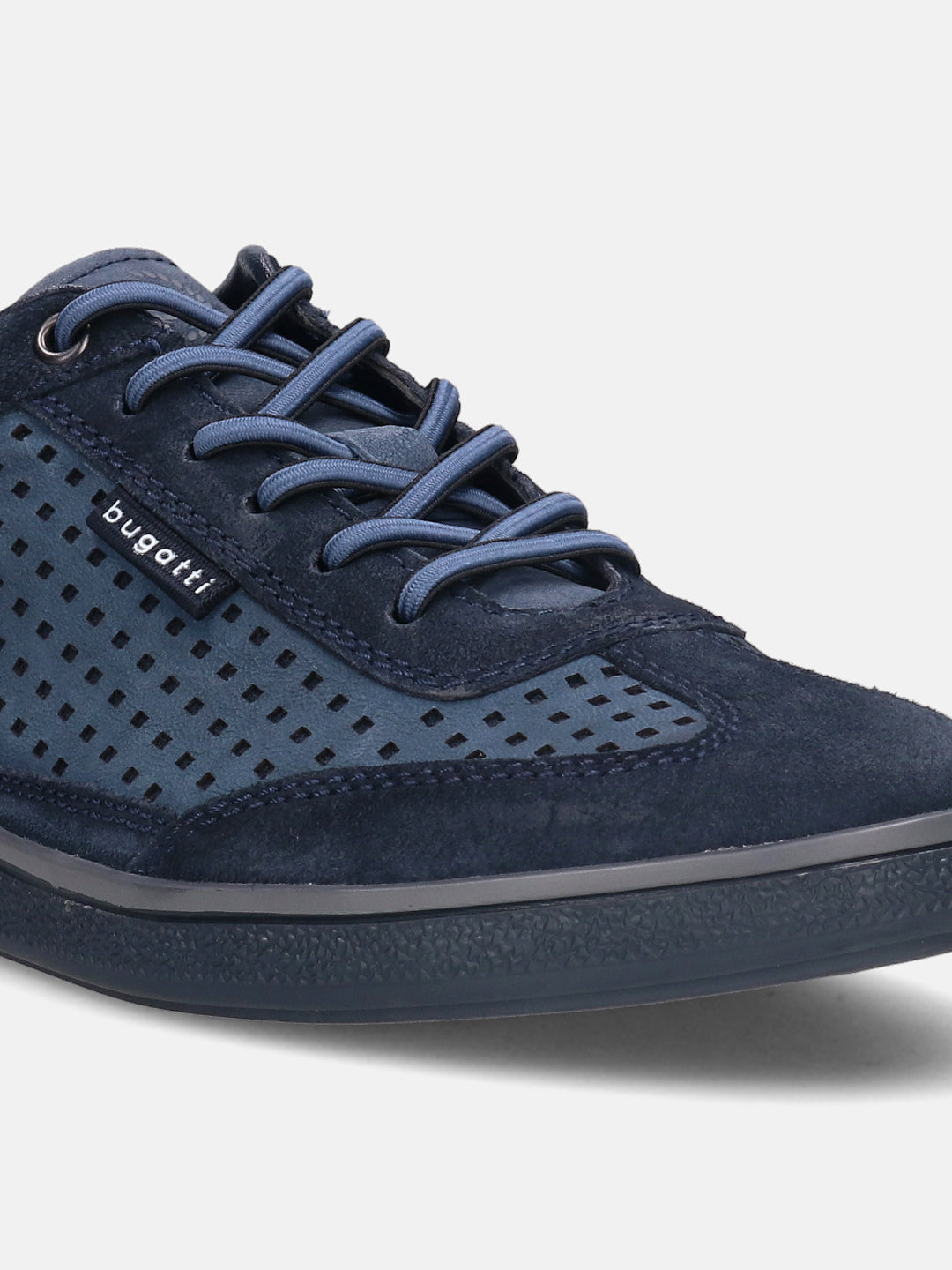 A blue Men's bugatti  Sneakers featuring a round toe plain toe, zero heels heel, and a wide fit. Made from suede leather with a durable tpr outsole, this laces design offers both style and comfort.