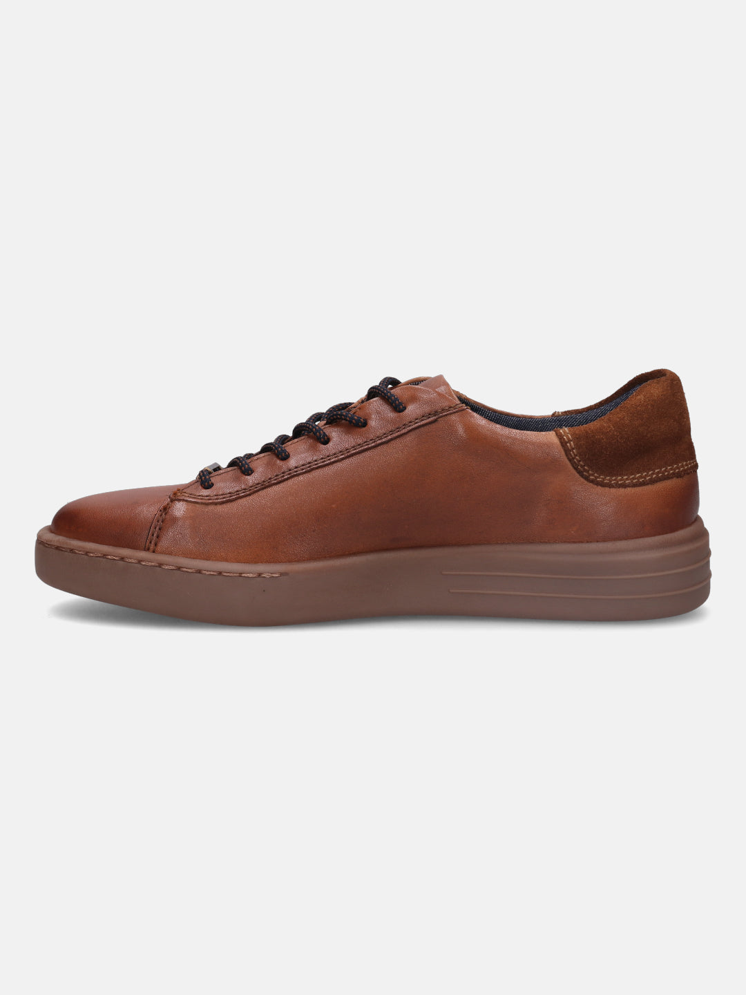 A cognac Men's bugatti  Sneakers featuring a round toe plain toe, zero heels heel. Made from premium genuine leather with a durable tr outsole, this laces design offers both style and comfort.