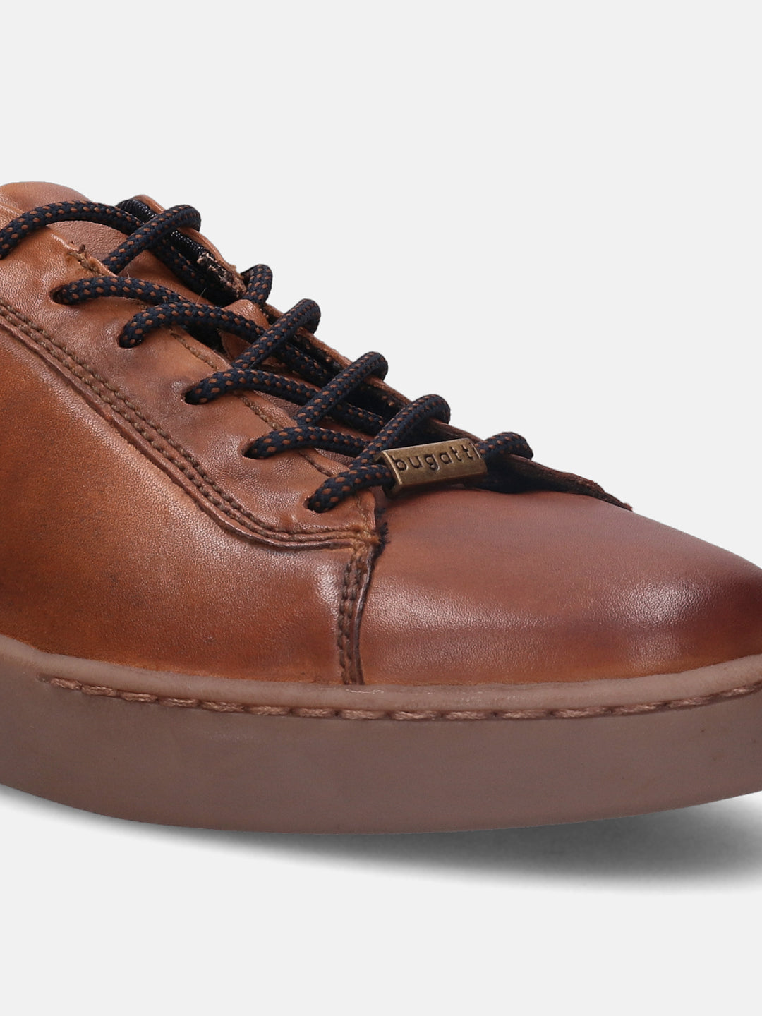 A cognac Men's bugatti  Sneakers featuring a round toe plain toe, zero heels heel. Made from premium genuine leather with a durable tr outsole, this laces design offers both style and comfort.