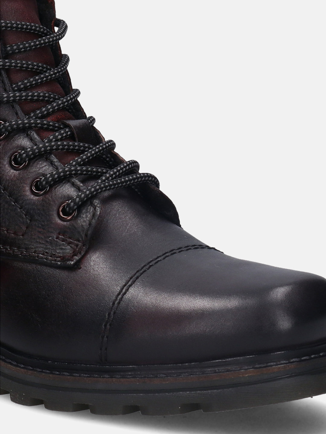 A grey Men's bugatti  Ankle Boots featuring a round toe toe cap, stacked heel, and a wide fit. Made from premium genuine leather with a durable tr outsole, this laces design offers both style and comfort.