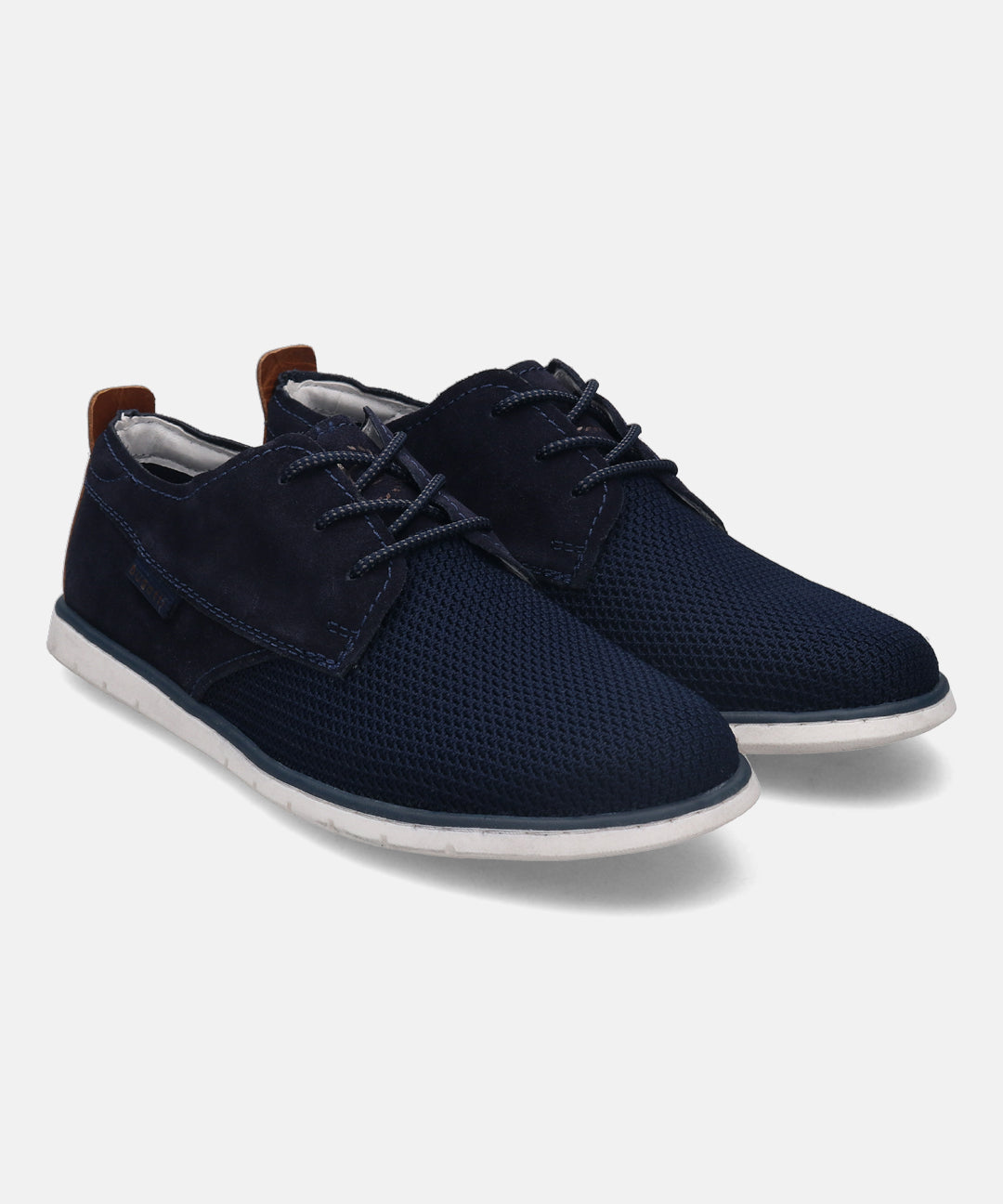 A blue Men's bugatti Derby featuring a pointed plain toe, zero heels heel. Made from textile with a durable tr outsole, this laces design offers both style and comfort.