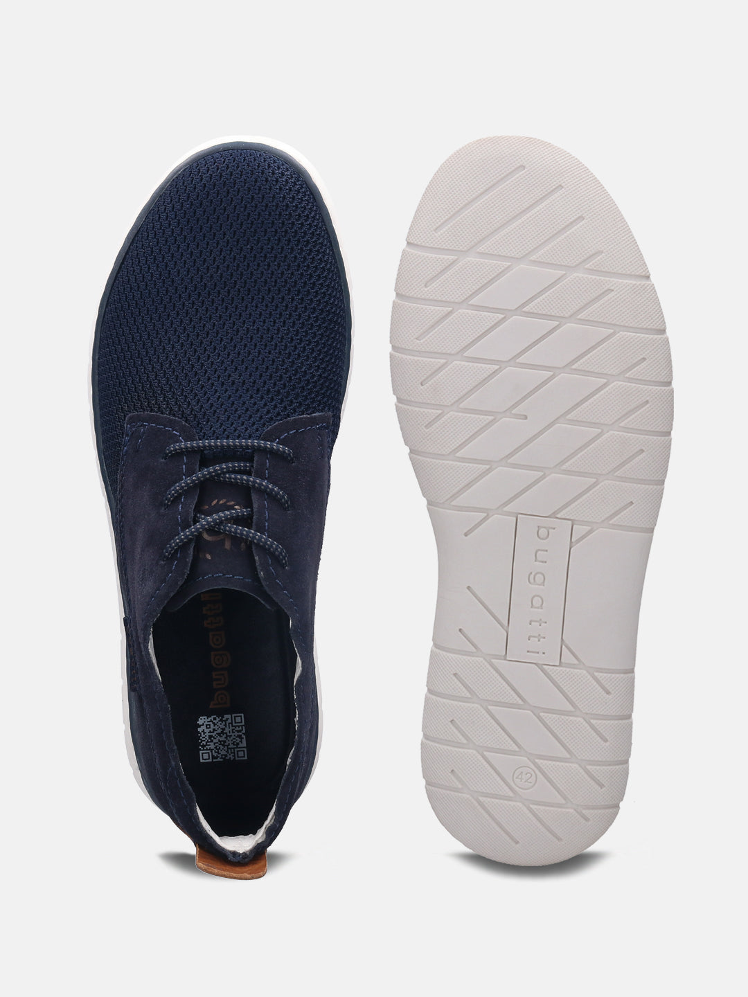 A blue Men's bugatti Derby featuring a pointed plain toe, zero heels heel. Made from textile with a durable tr outsole, this laces design offers both style and comfort.