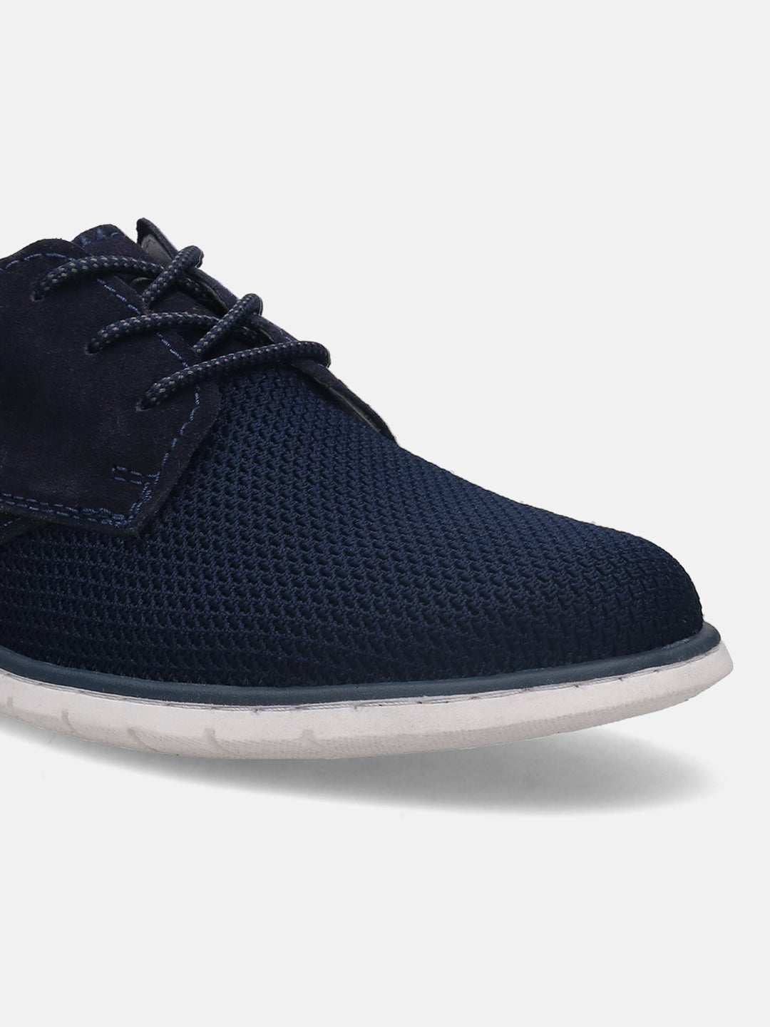 A blue Men's bugatti Derby featuring a pointed plain toe, zero heels heel. Made from textile with a durable tr outsole, this laces design offers both style and comfort.