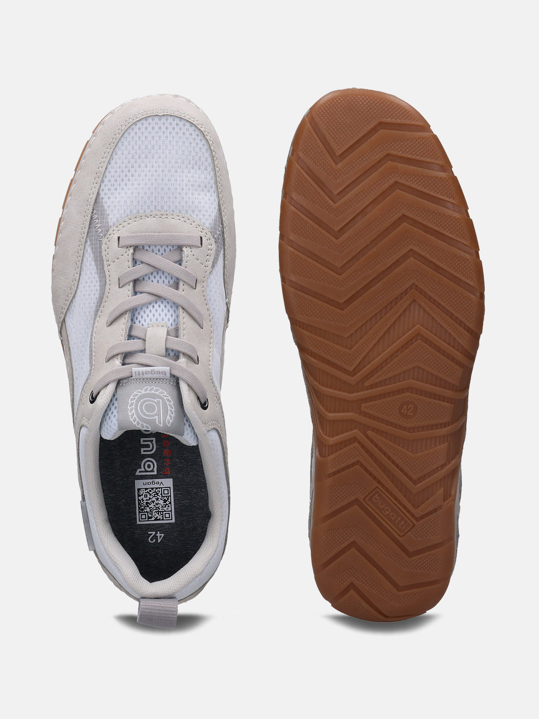 A grey Men's bugatti Sneakers featuring a round plain toe, zero heels heel. Made from synthetic with a durable tpr outsole, this laces design offers both style and comfort.