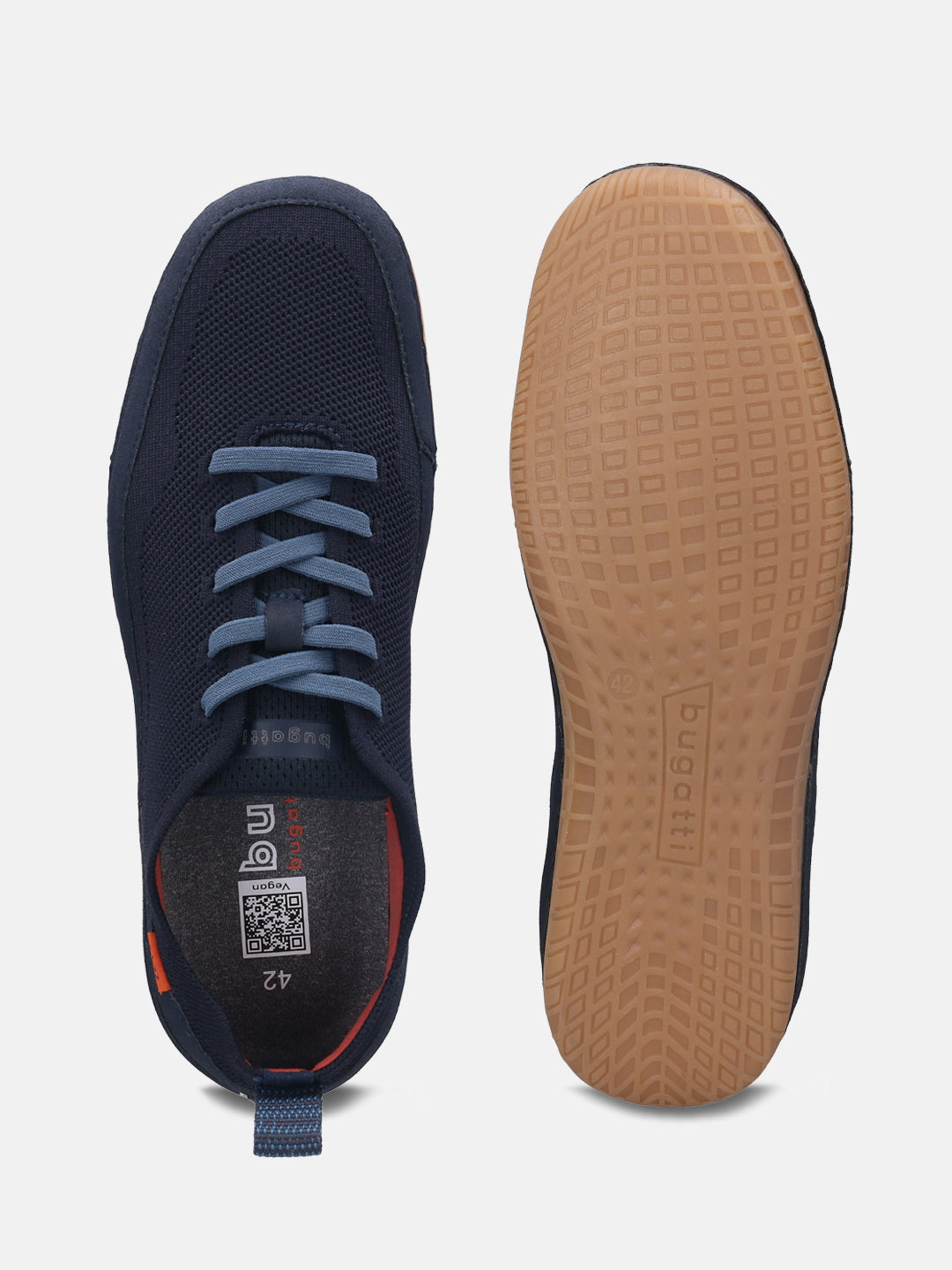 A blue Men's bugatti Sneakers featuring a round plain toe, zero heels heel. Made from textile with a durable tpr outsole, this laces design offers both style and comfort.