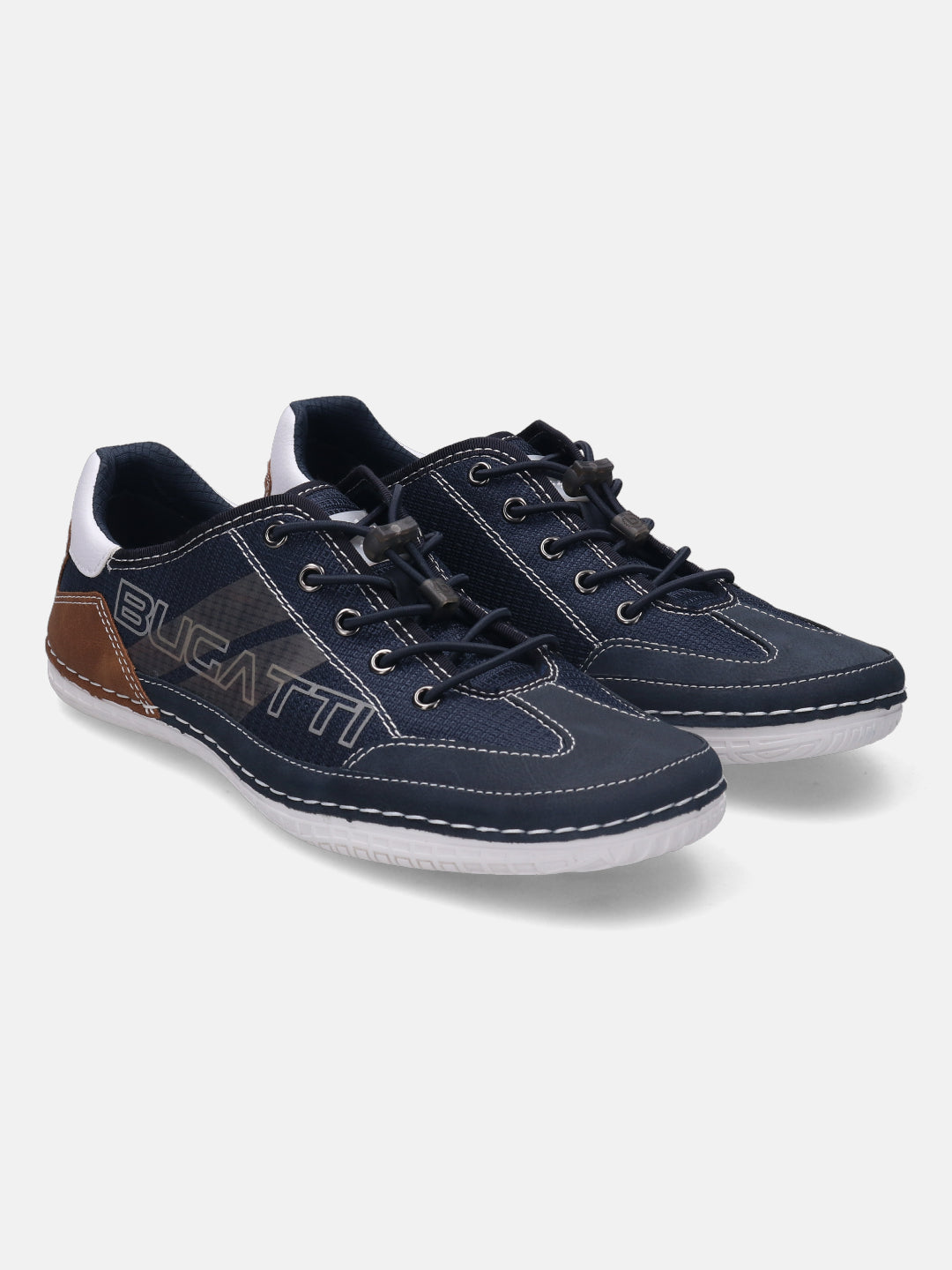A blue Men's bugatti Sneakers featuring a round plain toe, zero heels heel. Made from synthetic with a durable tpr outsole, this laces design offers both style and comfort.