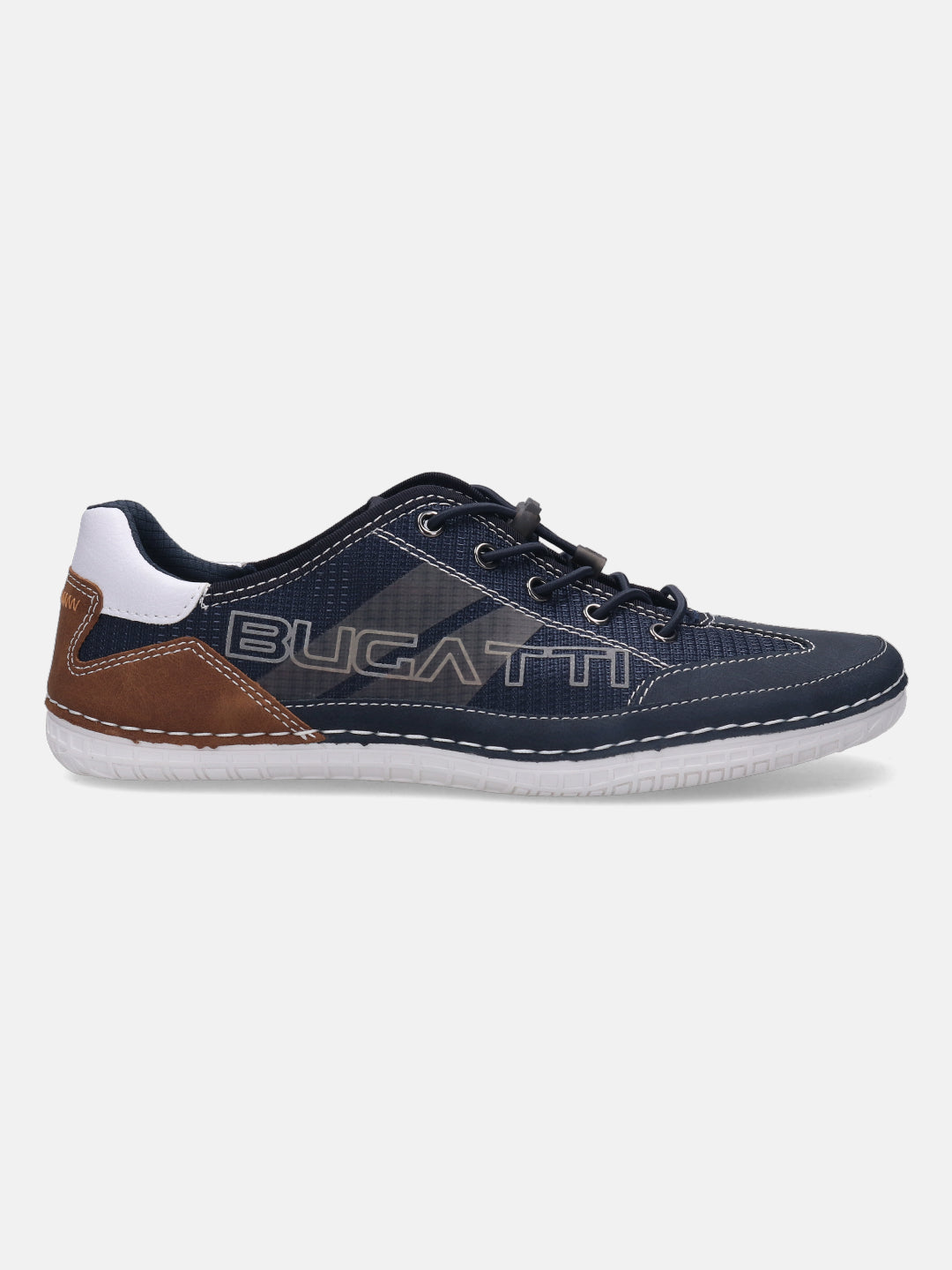 A blue Men's bugatti Sneakers featuring a round plain toe, zero heels heel. Made from synthetic with a durable tpr outsole, this laces design offers both style and comfort.