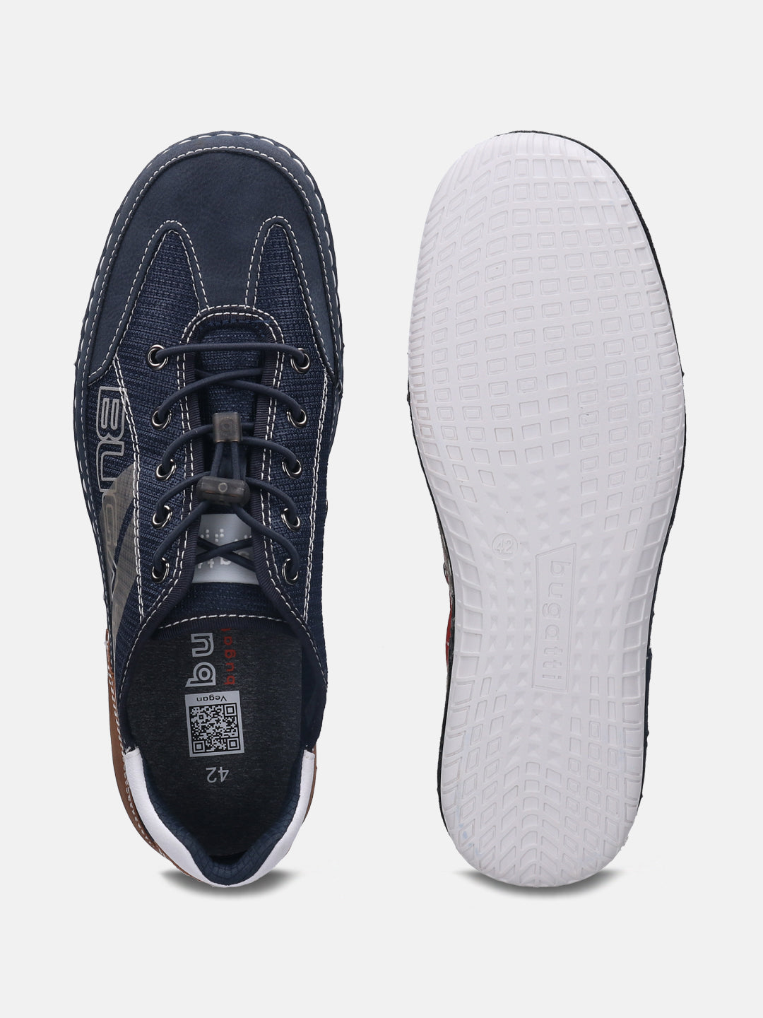 A blue Men's bugatti Sneakers featuring a round plain toe, zero heels heel. Made from synthetic with a durable tpr outsole, this laces design offers both style and comfort.