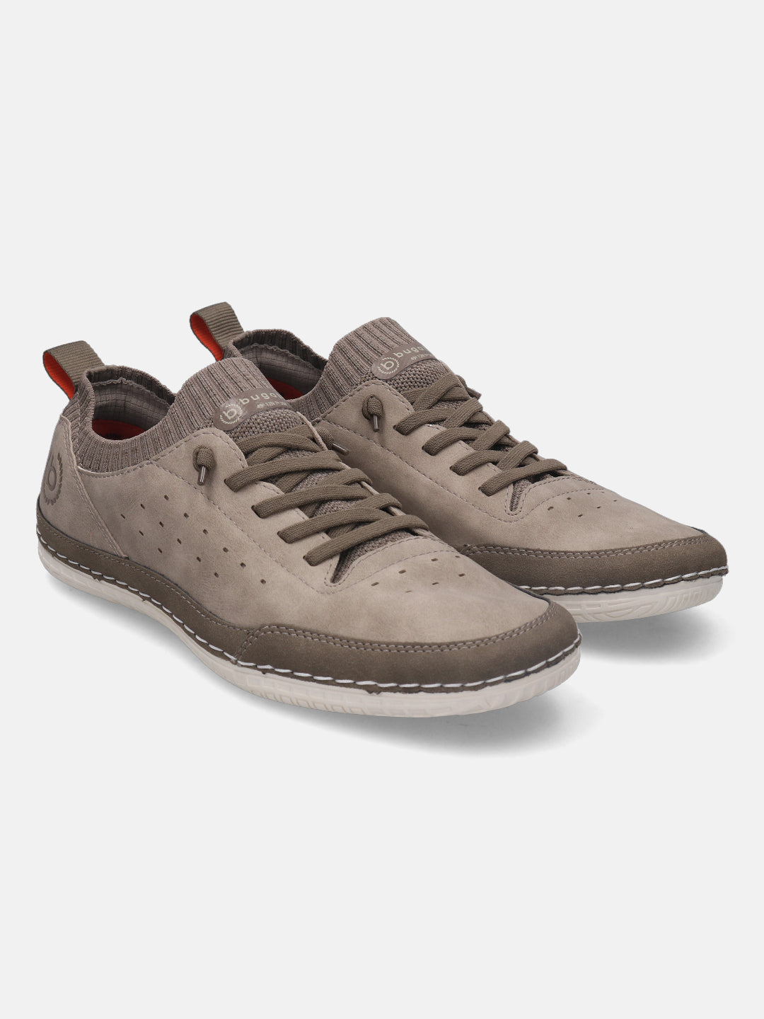 A beige Men's bugatti Sneakers featuring a round plain toe, zero heels heel. Made from synthetic with a durable tpr outsole, this laces design offers both style and comfort.