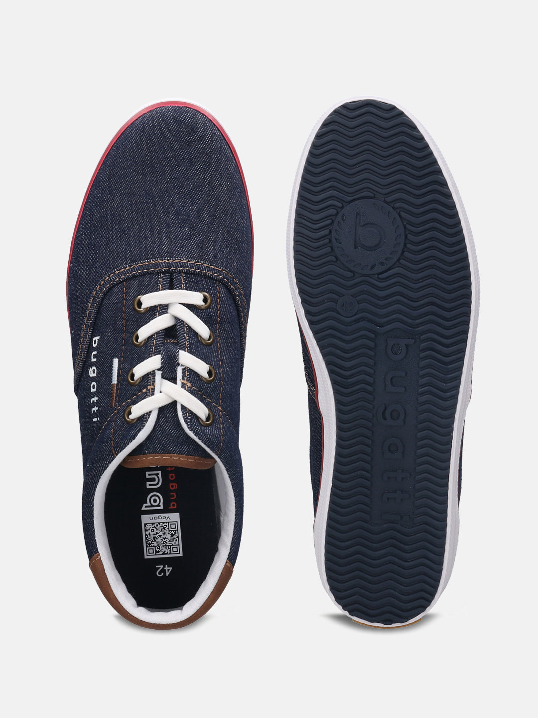 A blue Men's bugatti Sneakers featuring a round plain toe, zero heels heel. Made from textile with a durable rubber outsole, this laces design offers both style and comfort.