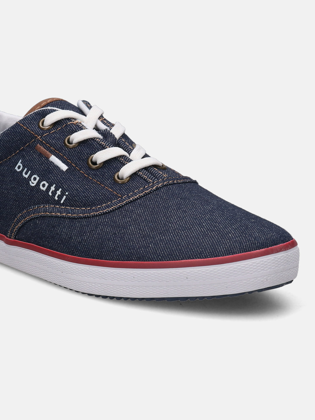 A blue Men's bugatti Sneakers featuring a round plain toe, zero heels heel. Made from textile with a durable rubber outsole, this laces design offers both style and comfort.