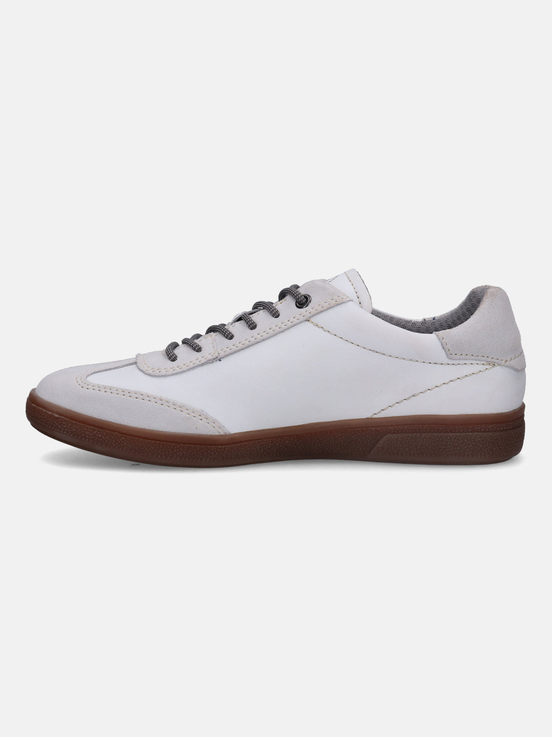 A white Men's bugatti  Sneakers featuring a round toe plain toe, zero heels heel, and a wide fit. Made from suede leather with a durable tpr outsole, this laces design offers both style and comfort.