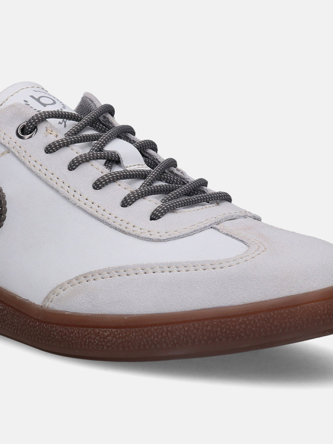 A white Men's bugatti  Sneakers featuring a round toe plain toe, zero heels heel, and a wide fit. Made from suede leather with a durable tpr outsole, this laces design offers both style and comfort.