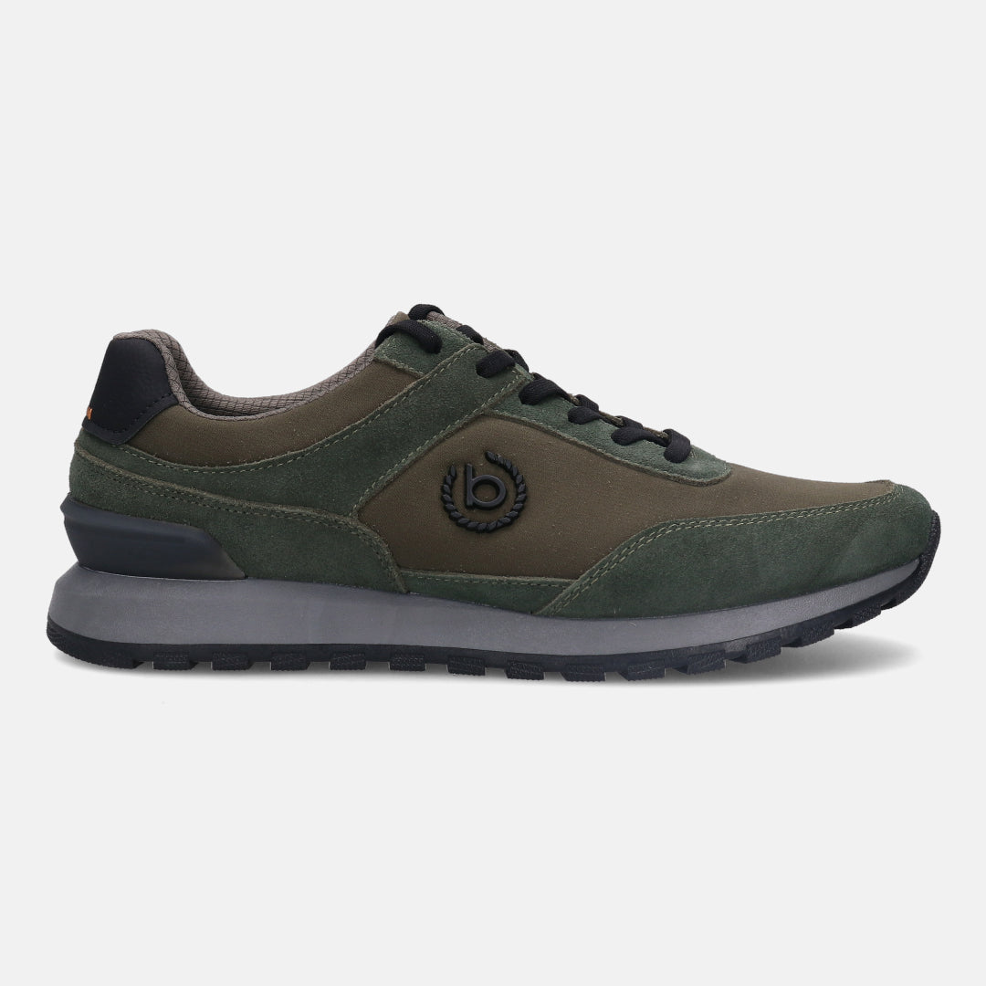 A green Men's bugatti  Sneakers featuring a round toe plain toe, zero heels heel. Made from textile with a durable tpr outsole, this laces design offers both style and comfort.