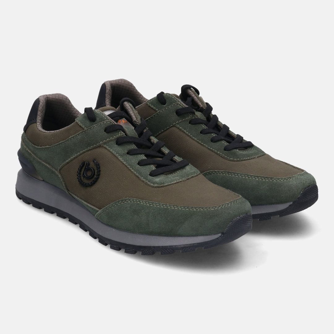 A green Men's bugatti  Sneakers featuring a round toe plain toe, zero heels heel. Made from textile with a durable tpr outsole, this laces design offers both style and comfort.