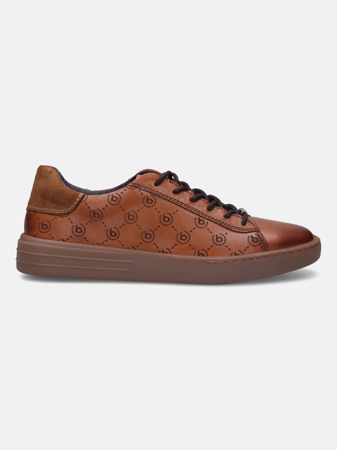 A cognac Men's bugatti  Sneakers featuring a round toe plain toe, zero heels heel. Made from premium genuine leather with a durable tr outsole, this laces design offers both style and comfort.