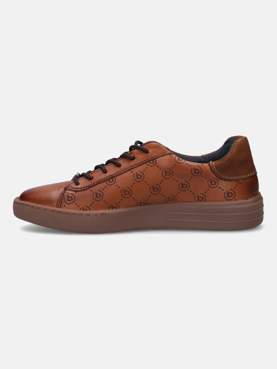 A cognac Men's bugatti  Sneakers featuring a round toe plain toe, zero heels heel. Made from premium genuine leather with a durable tr outsole, this laces design offers both style and comfort.