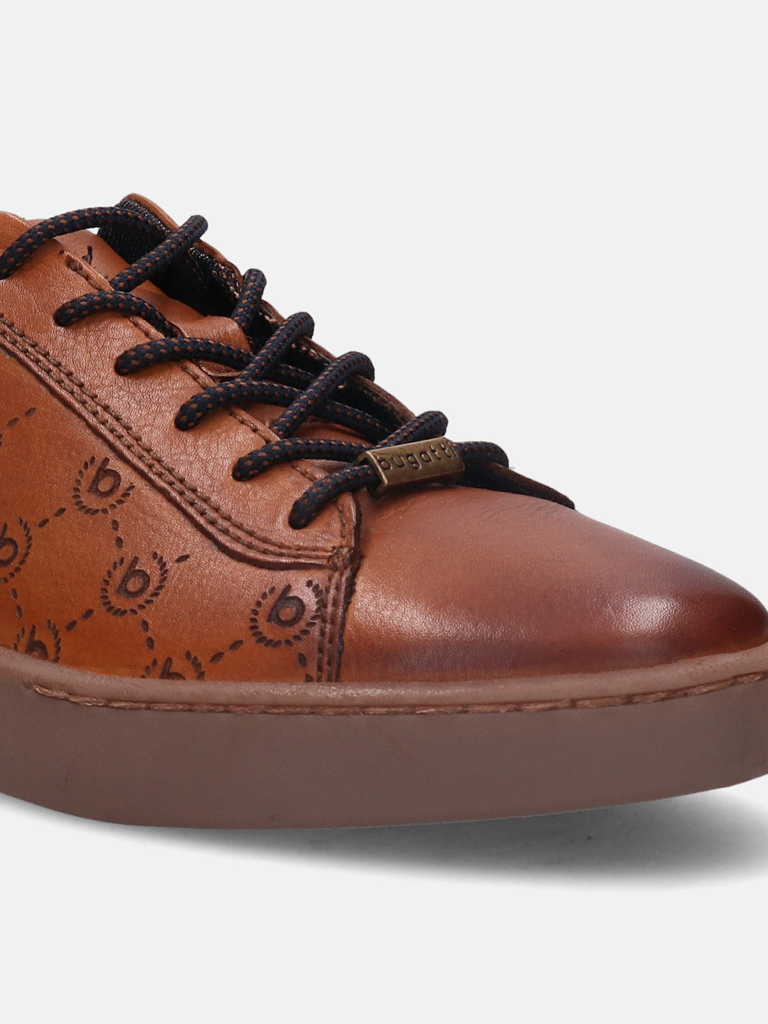 A cognac Men's bugatti  Sneakers featuring a round toe plain toe, zero heels heel. Made from premium genuine leather with a durable tr outsole, this laces design offers both style and comfort.